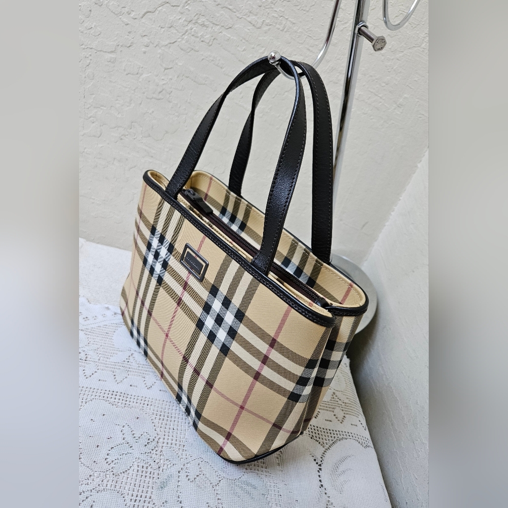 Burberry Nova Check Small Vintage Handbag Satchel Authentic - Picture 4 of 16